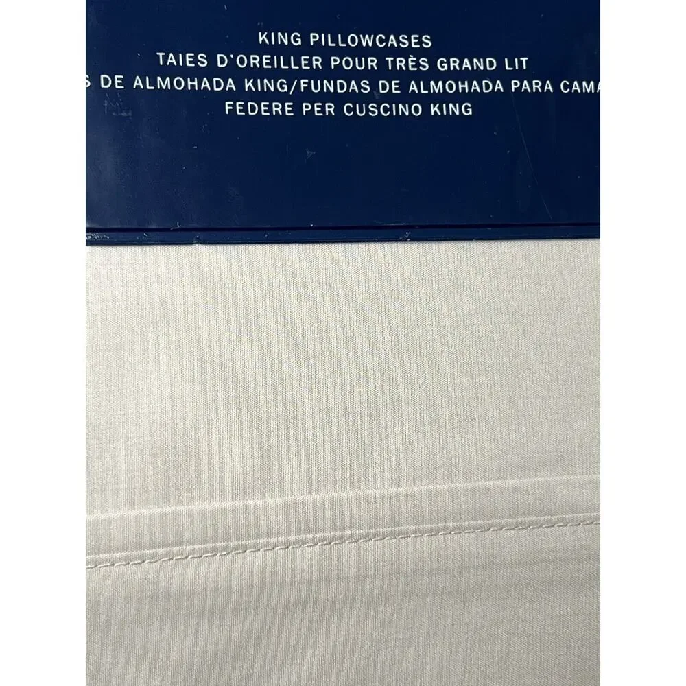 Ralph Lauren RL 464 KING Pair Pillowcases Pale Flannel Cotton Percale Set Of 2